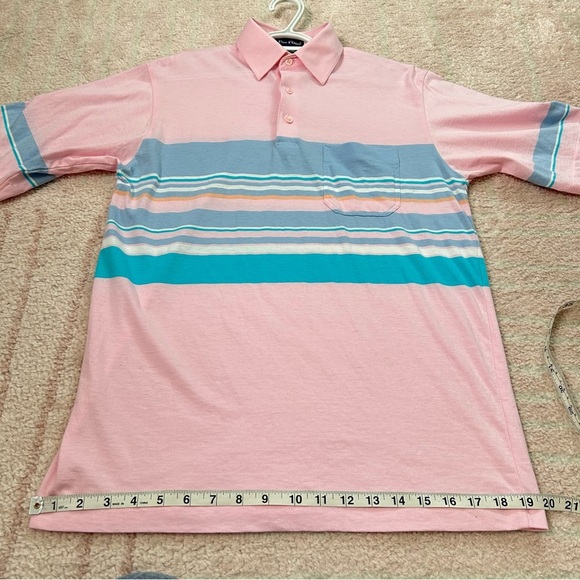 Vintage Par Four Cotton Pink Striped Men's Polo ShirtSize Small - Picture 7 of 16